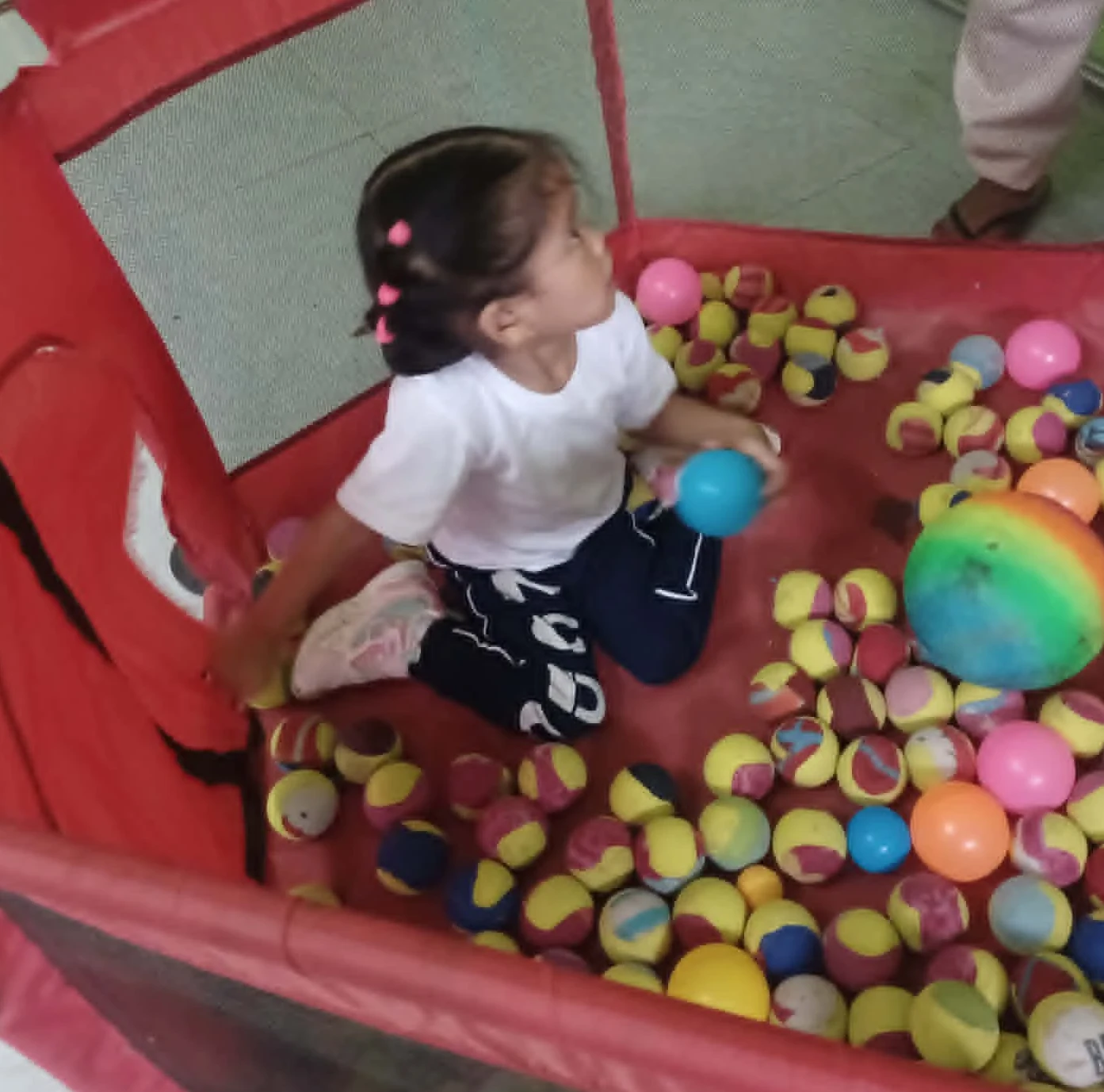 Solitary play at indoor play therapy area Solitary play at indoor play therapy area