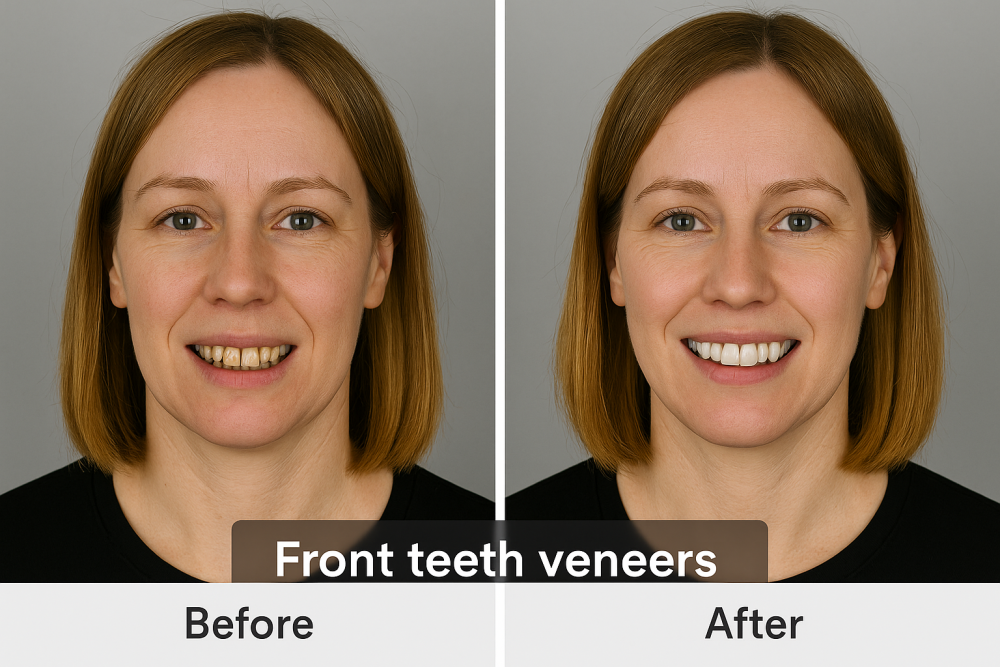 Front teeth veneers female image