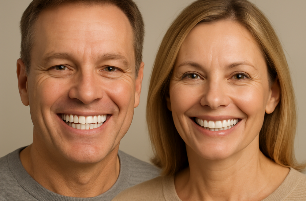 Patients smiling after dental implants treatment image