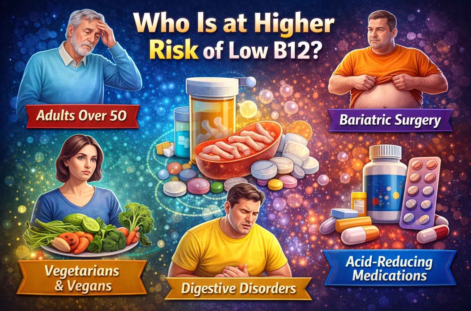 Who is at a higher risk of vitamin B12 image