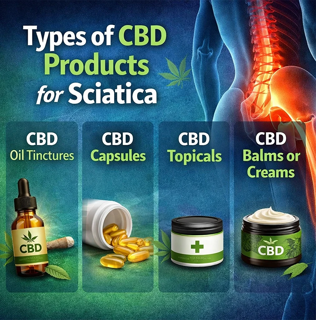 Types of cbd products for sciatica pain relief image
