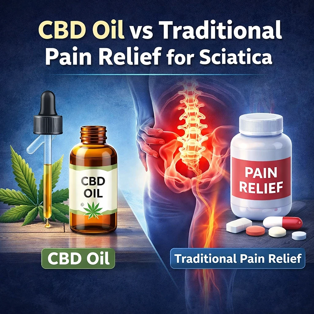 CBD oil vs traditional pain relief for sciatica image