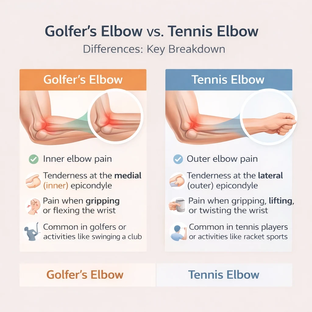 Golfers Elbow vs Tennis Elbow key differences image