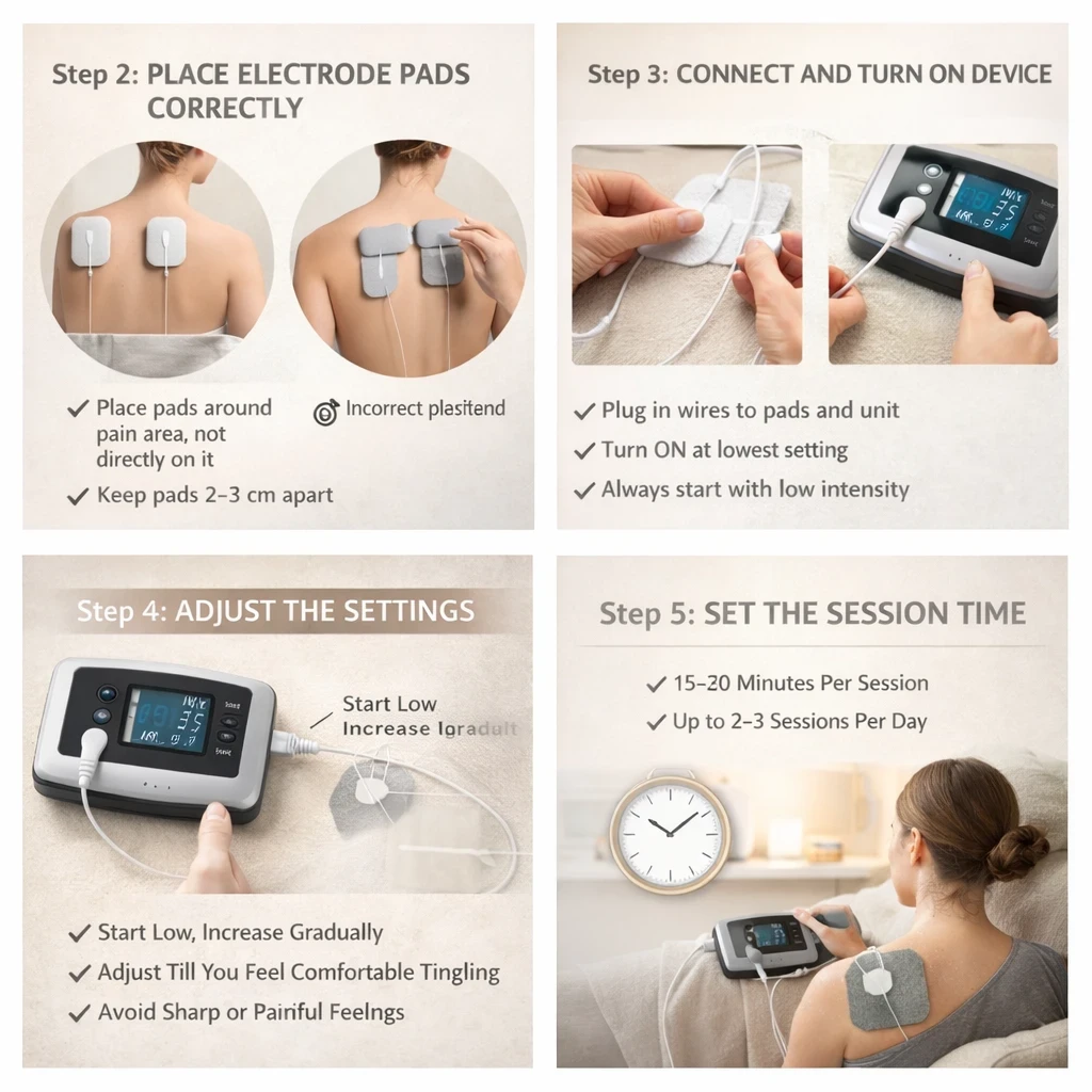 Steps to using TENS therapy at home image