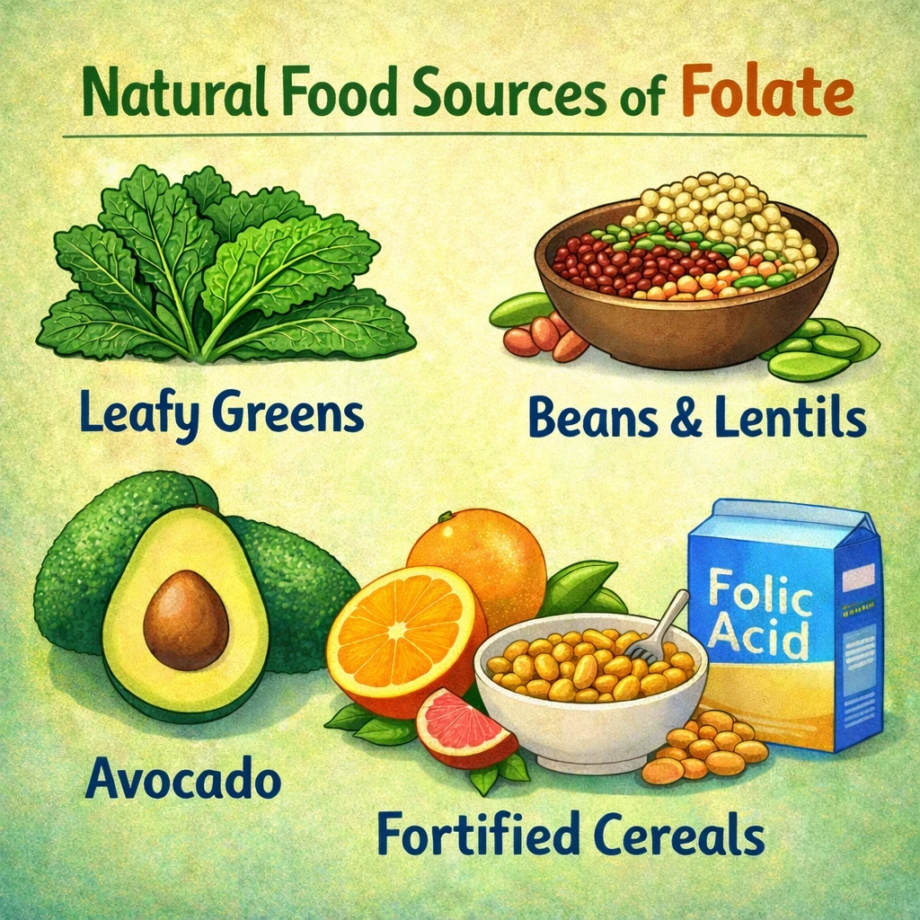 Natural food sources of folate image