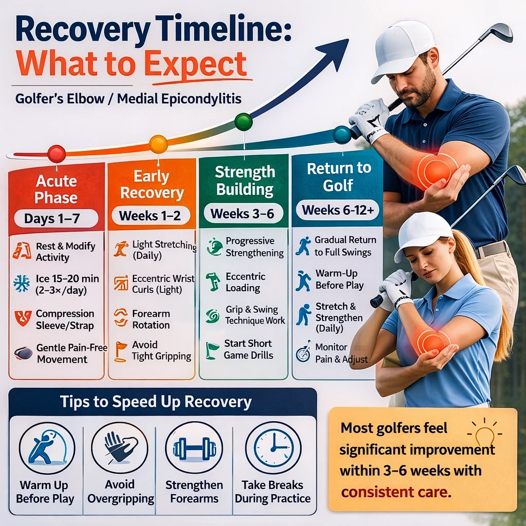 Recovery timeline from golfers elbow image