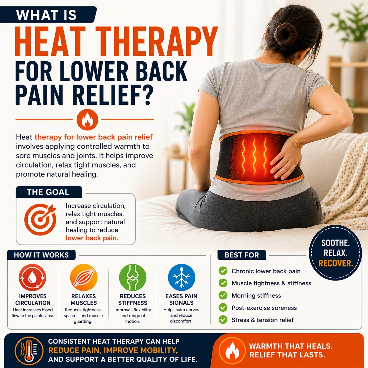 What is heat therapy for lower back pain relief image