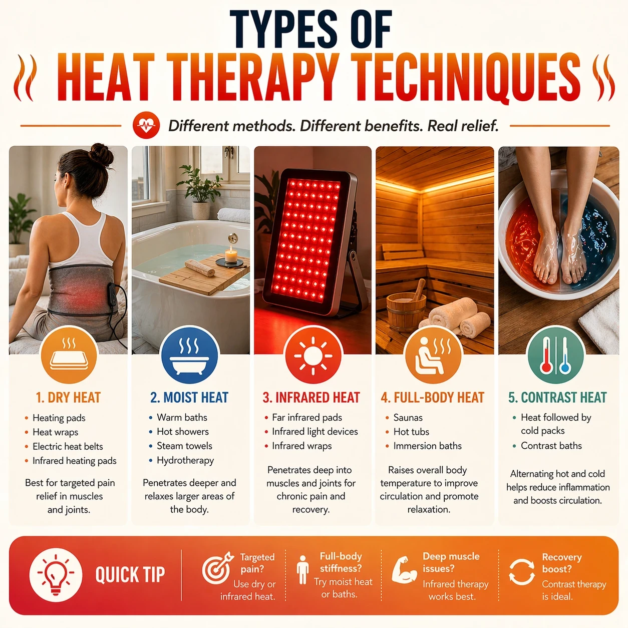 Types of Heat therapy techniques image