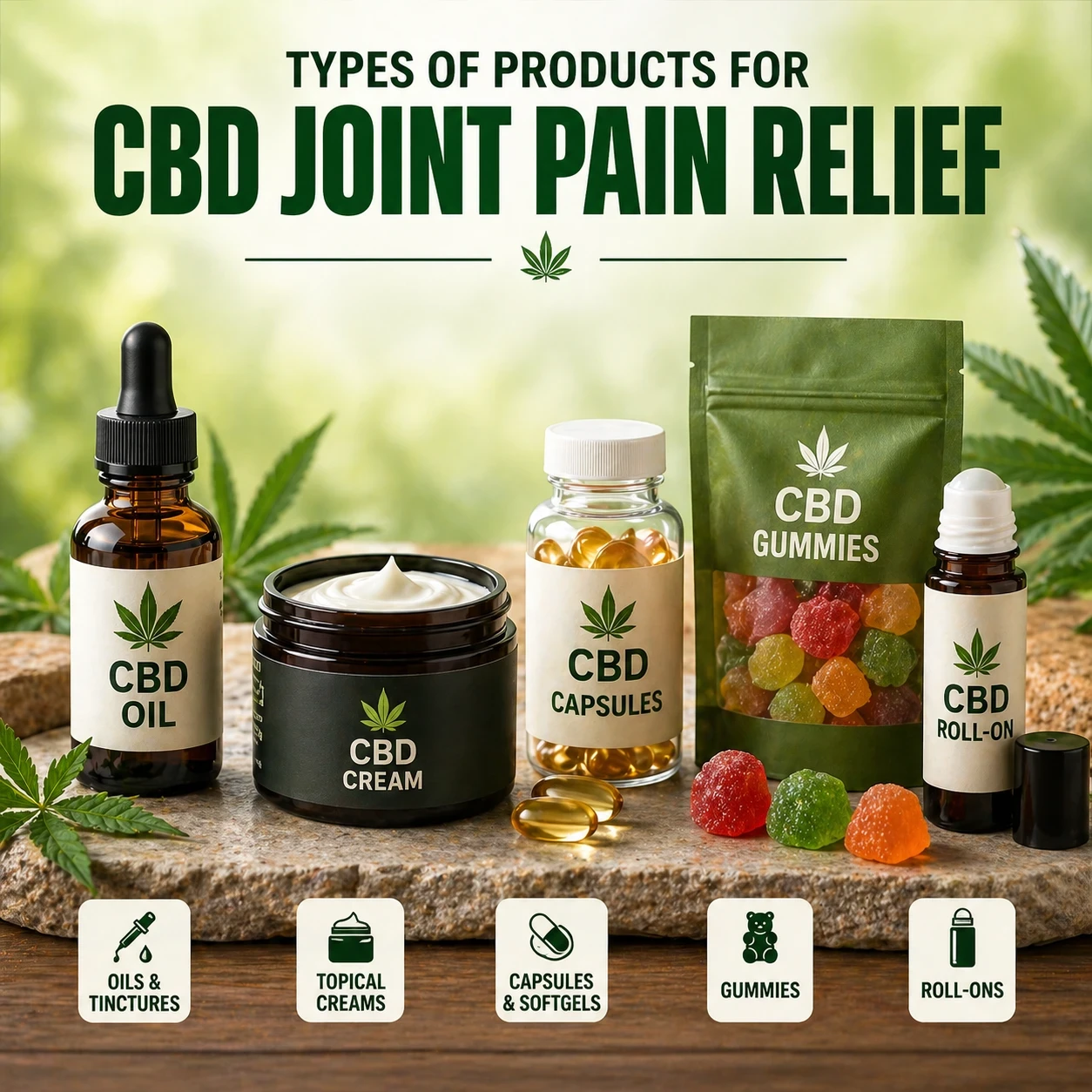Types of products for CBD Joint pain relief image