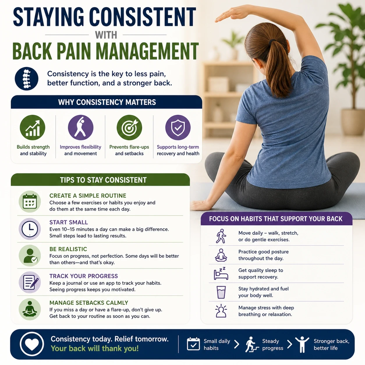 Staying consistent with back pain management image