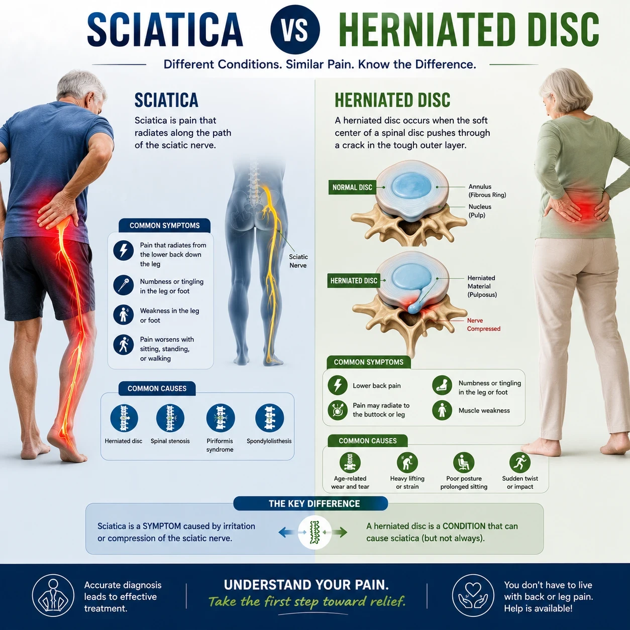 Sciatica vs herniated disc image
