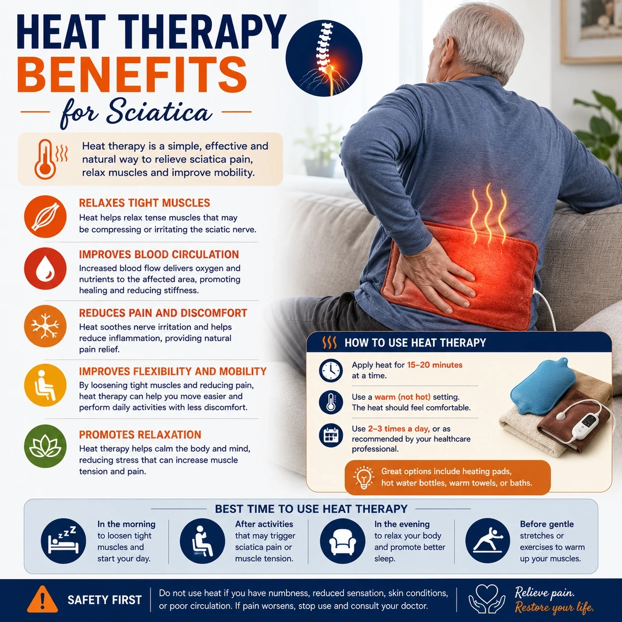 Heat Therapy Benefits for sciatica image