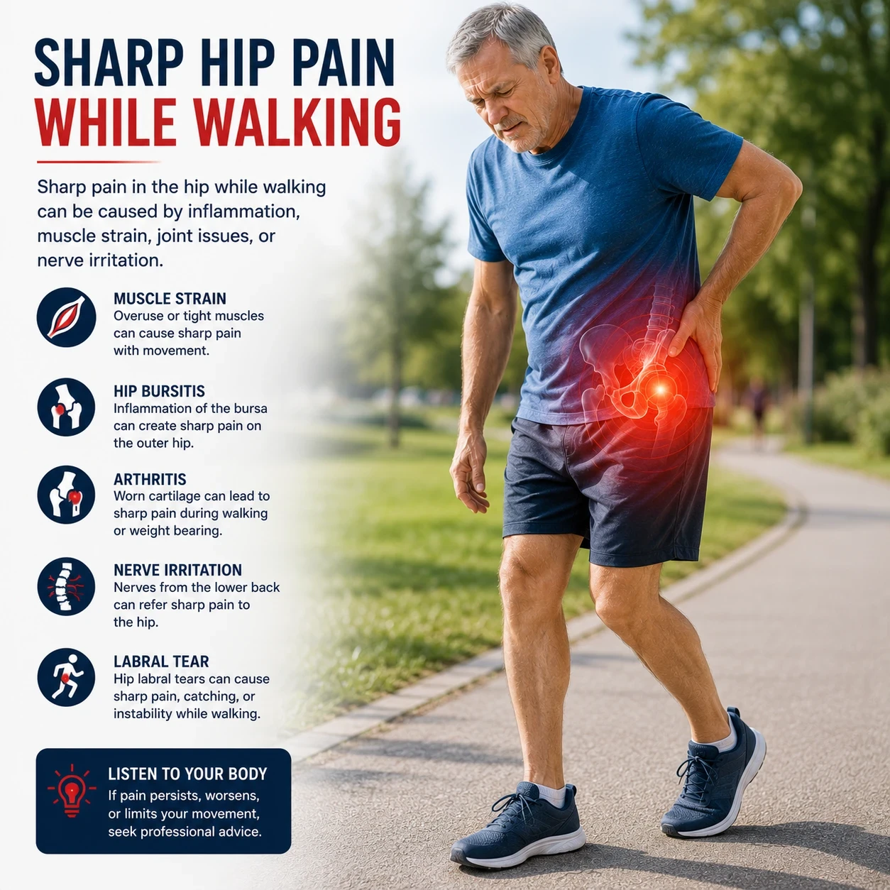 Sharp Hip Pain while walking image