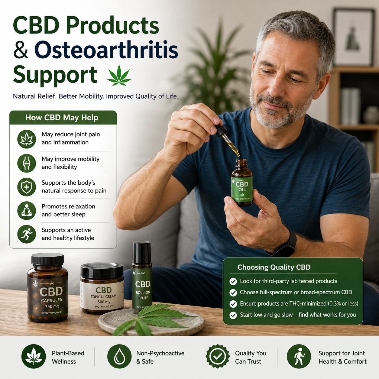 CBD products and osteoarthritis support image