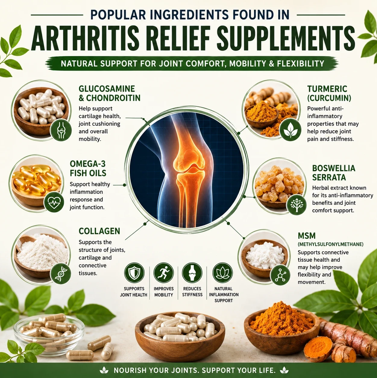 Popular ingredients found in arthritis relief supplements image