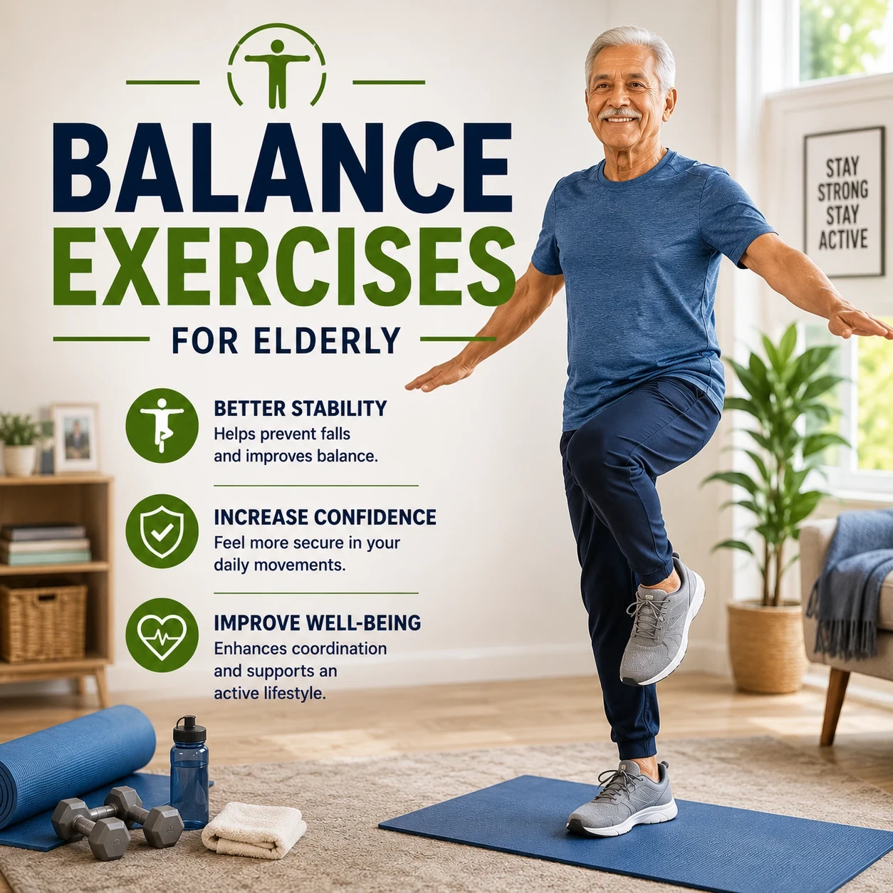 Standing on one foot balance exercises for elderly image