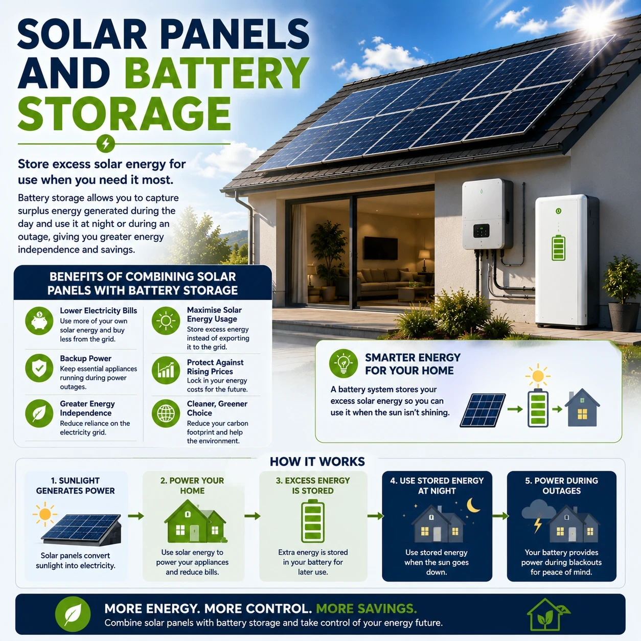 Solar panels with home battery storage