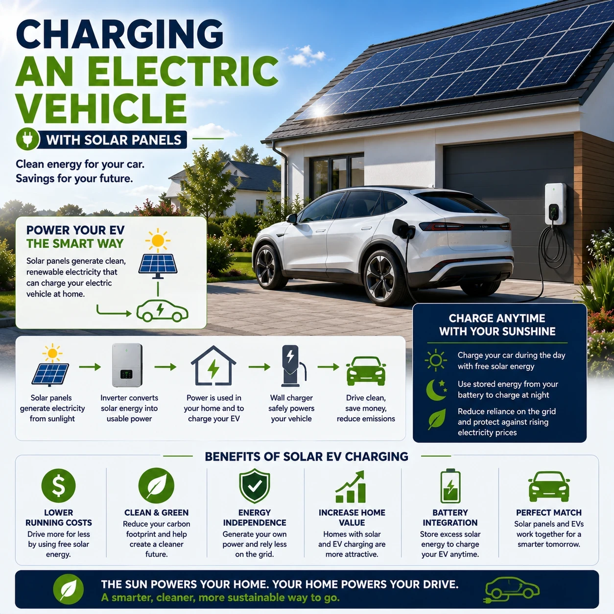 Charging an electric vehicle with solar panels