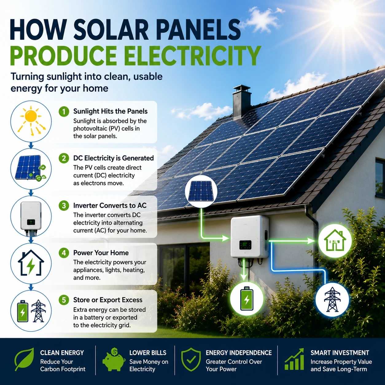 How solar panels produce electricity image