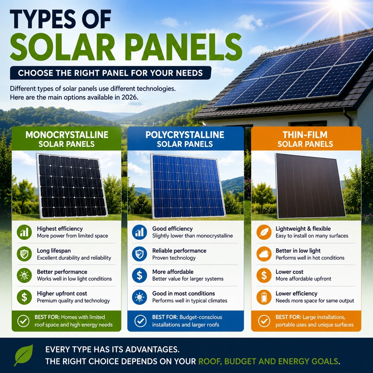 Types of solar panels image