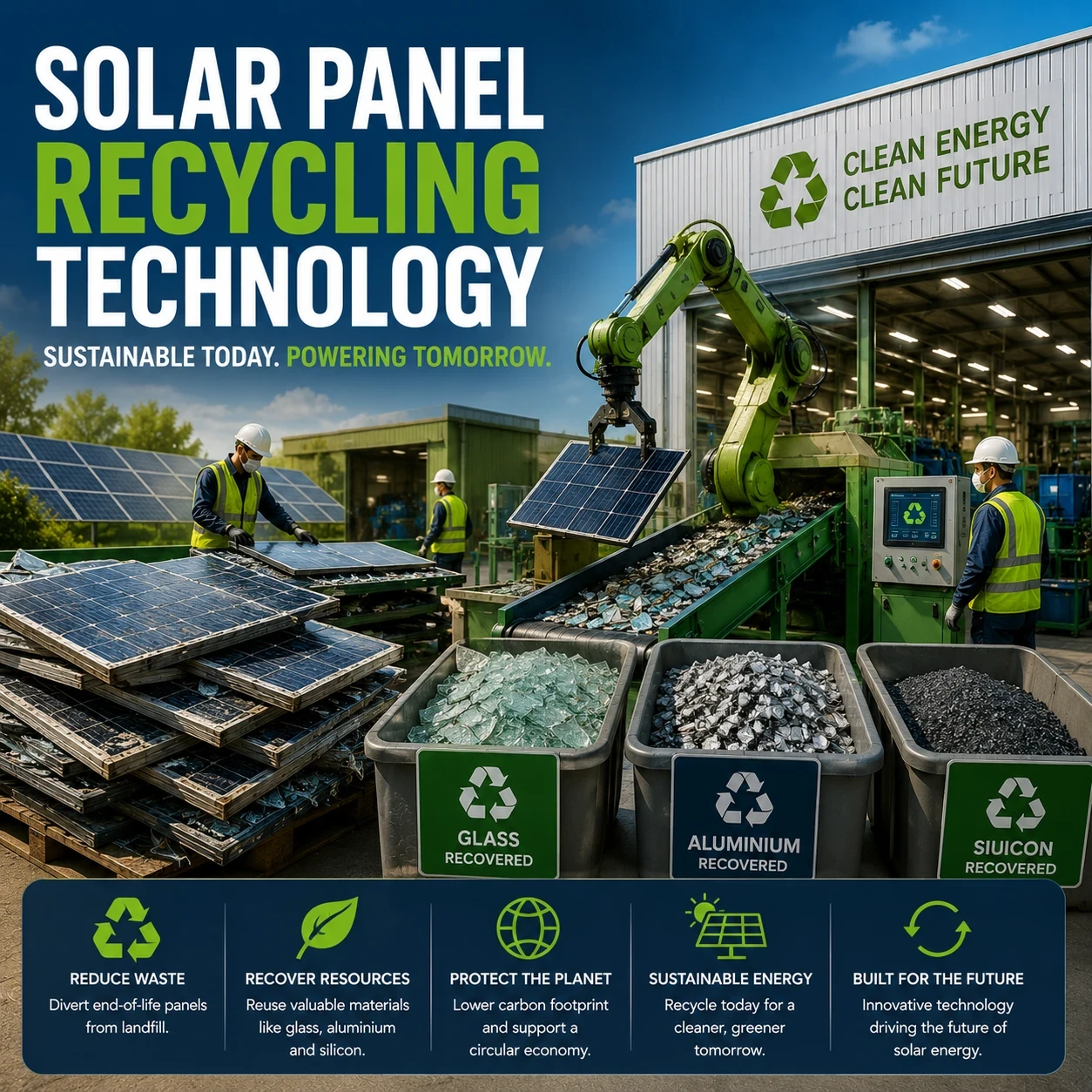 Solar panel recycling technology image