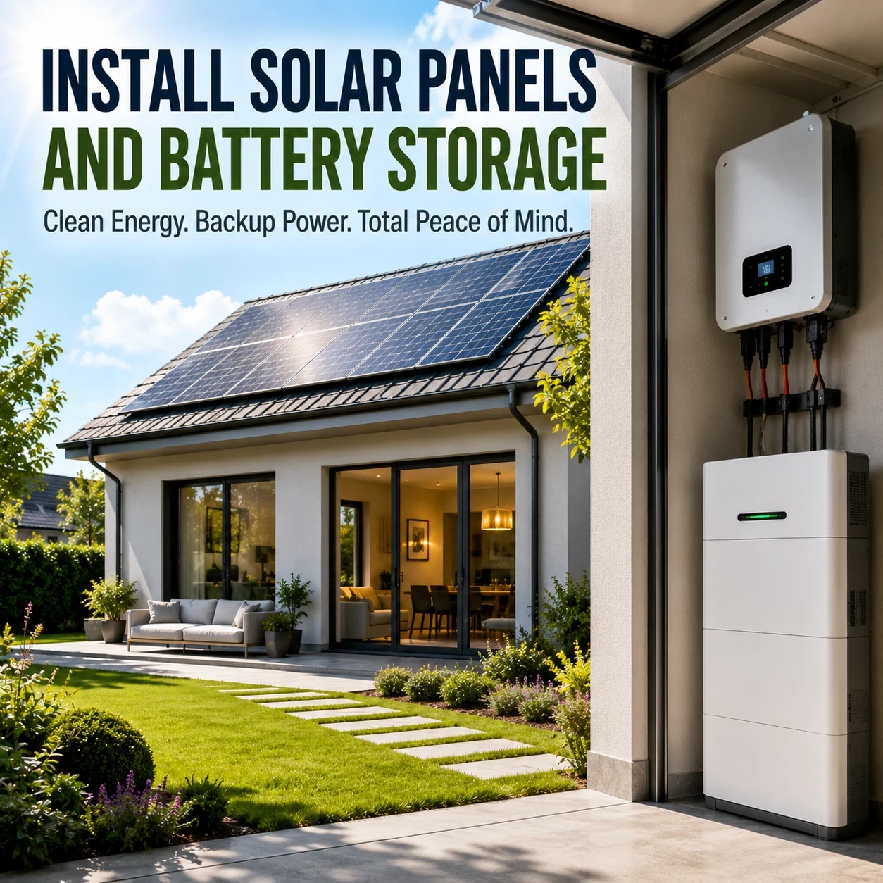 Install solar panels and battery storage image