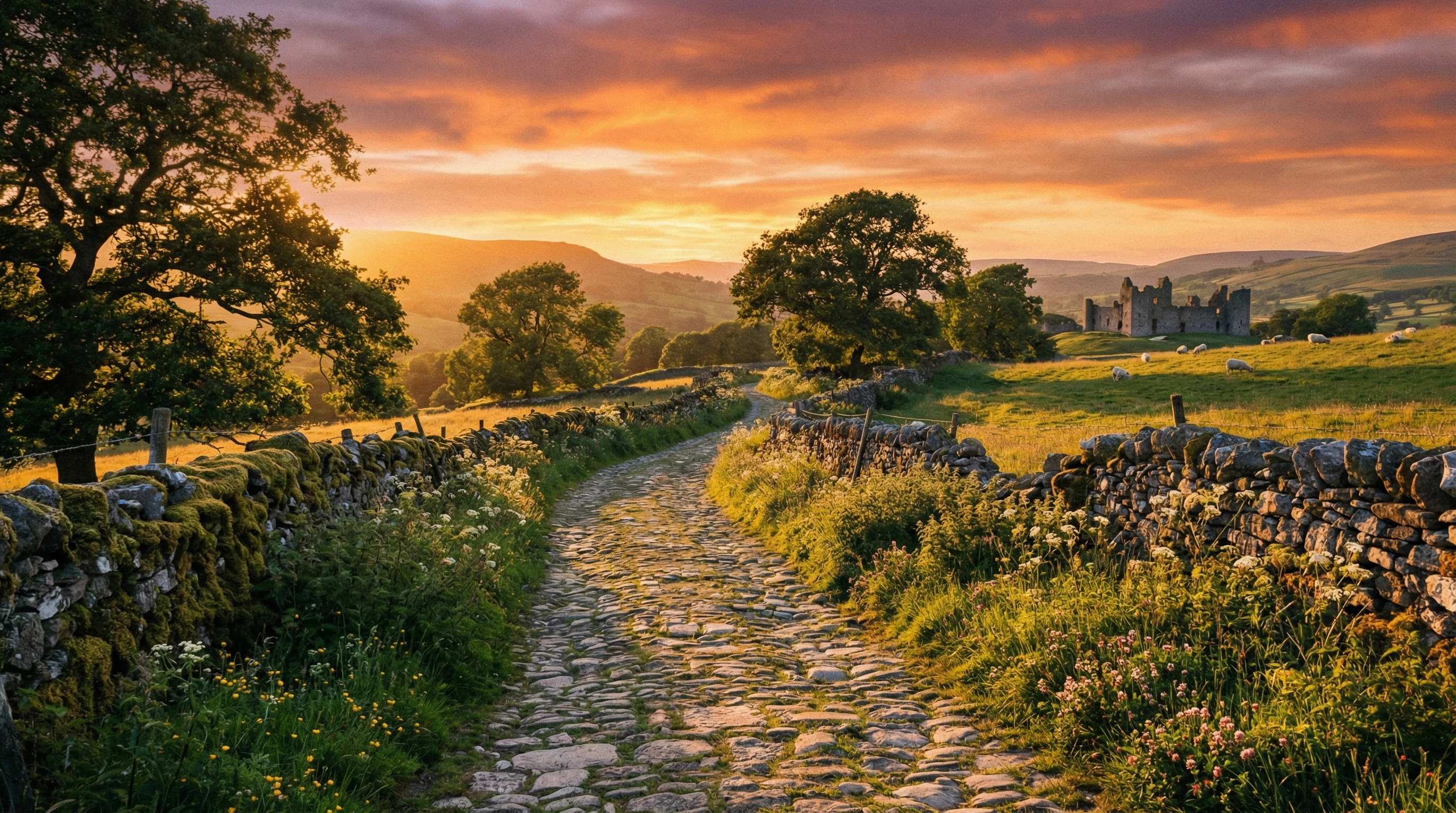 Open road winding through hilly terrain at sunset