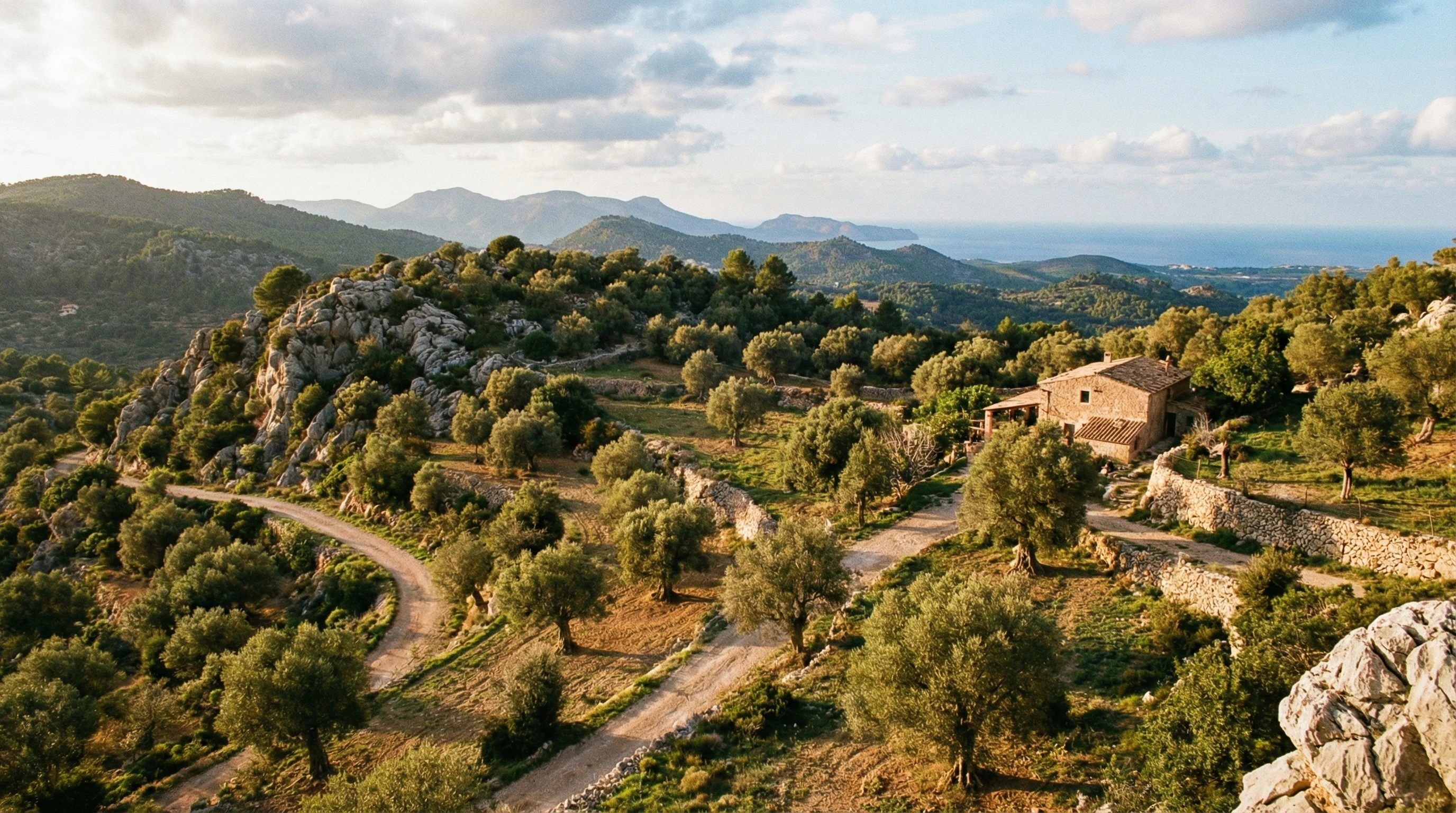 Rolling Hills and Olive Trees