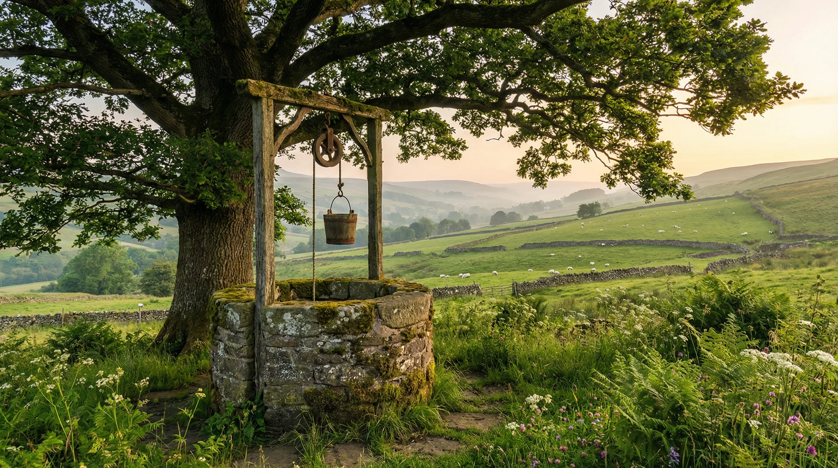 River winding through fertile land, with ancient tents nearby