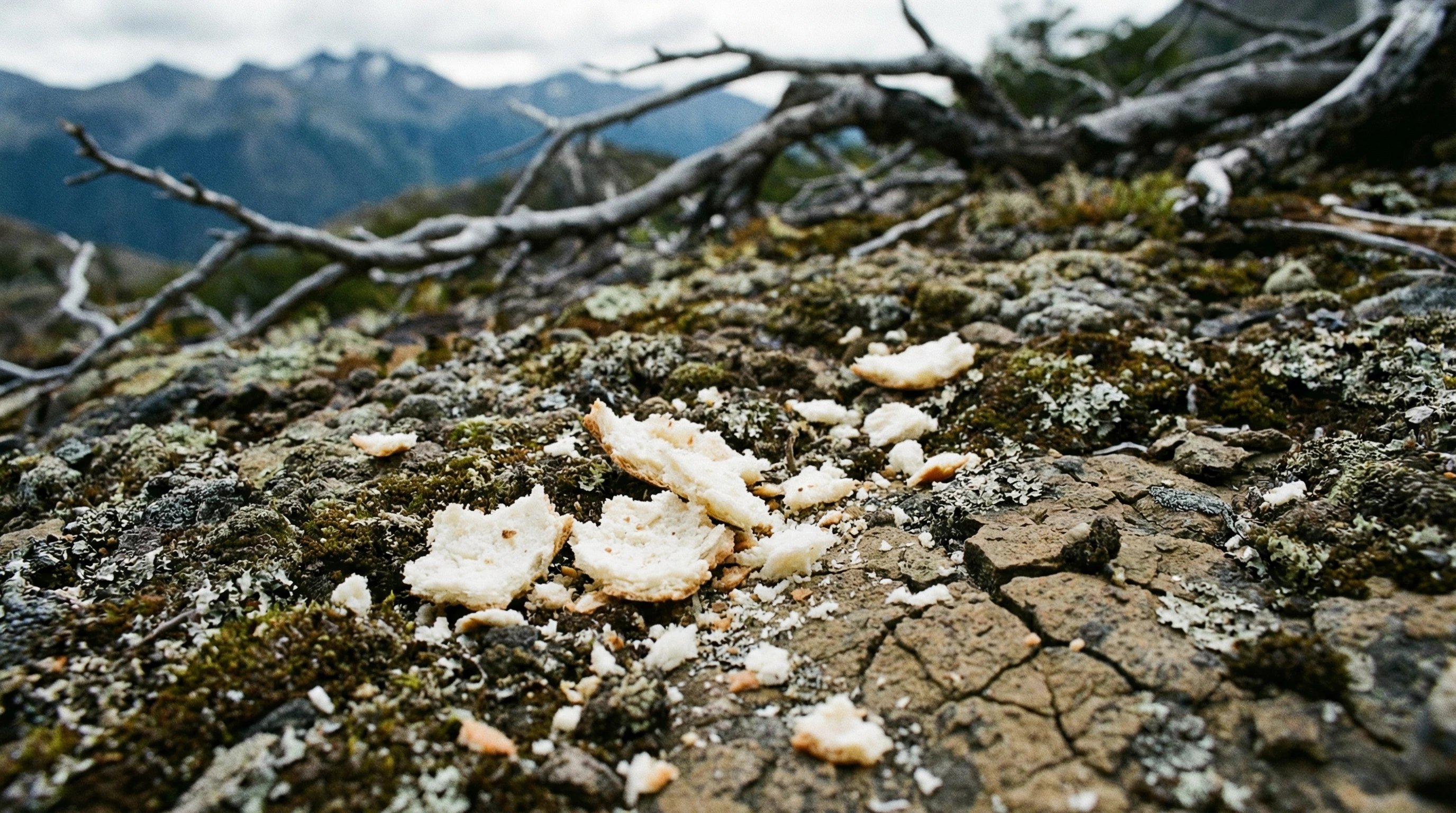 Wilderness with manna on ground
