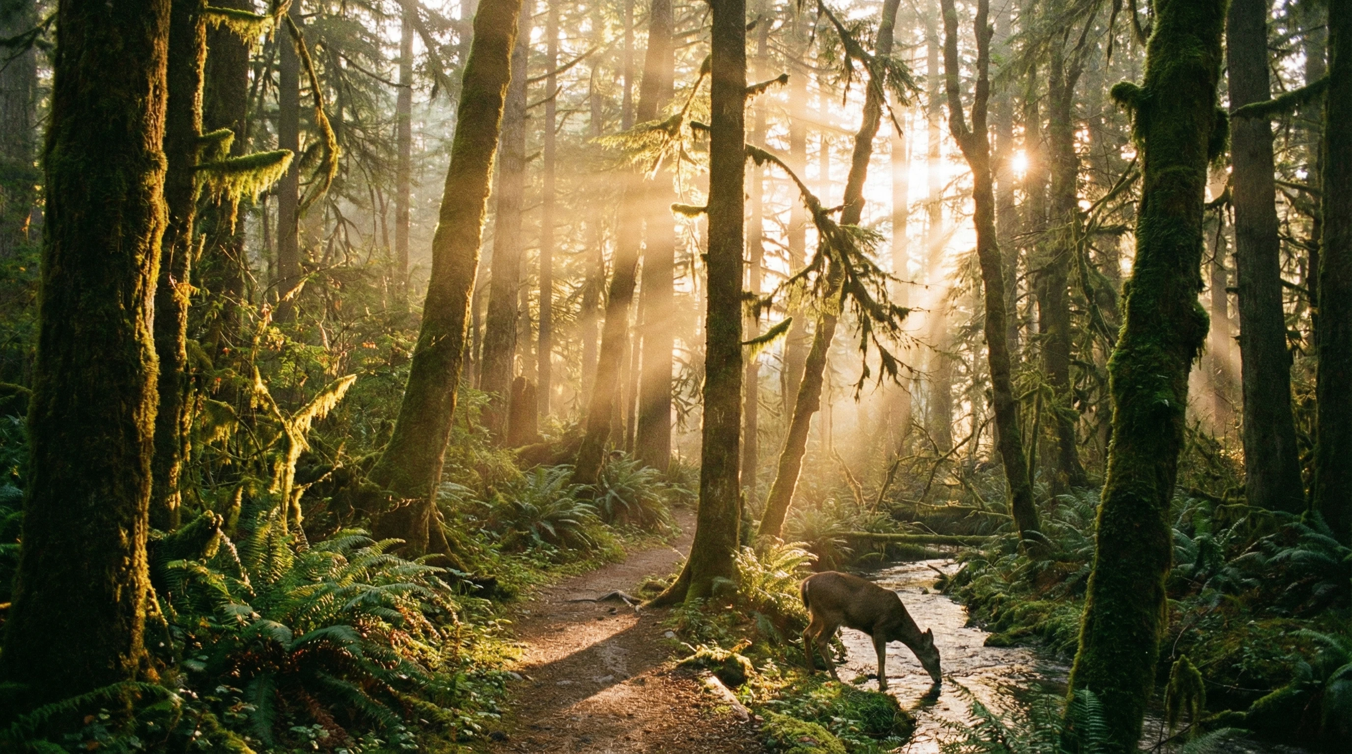 Sunlight shining through forest trees, symbolizing moral guidance