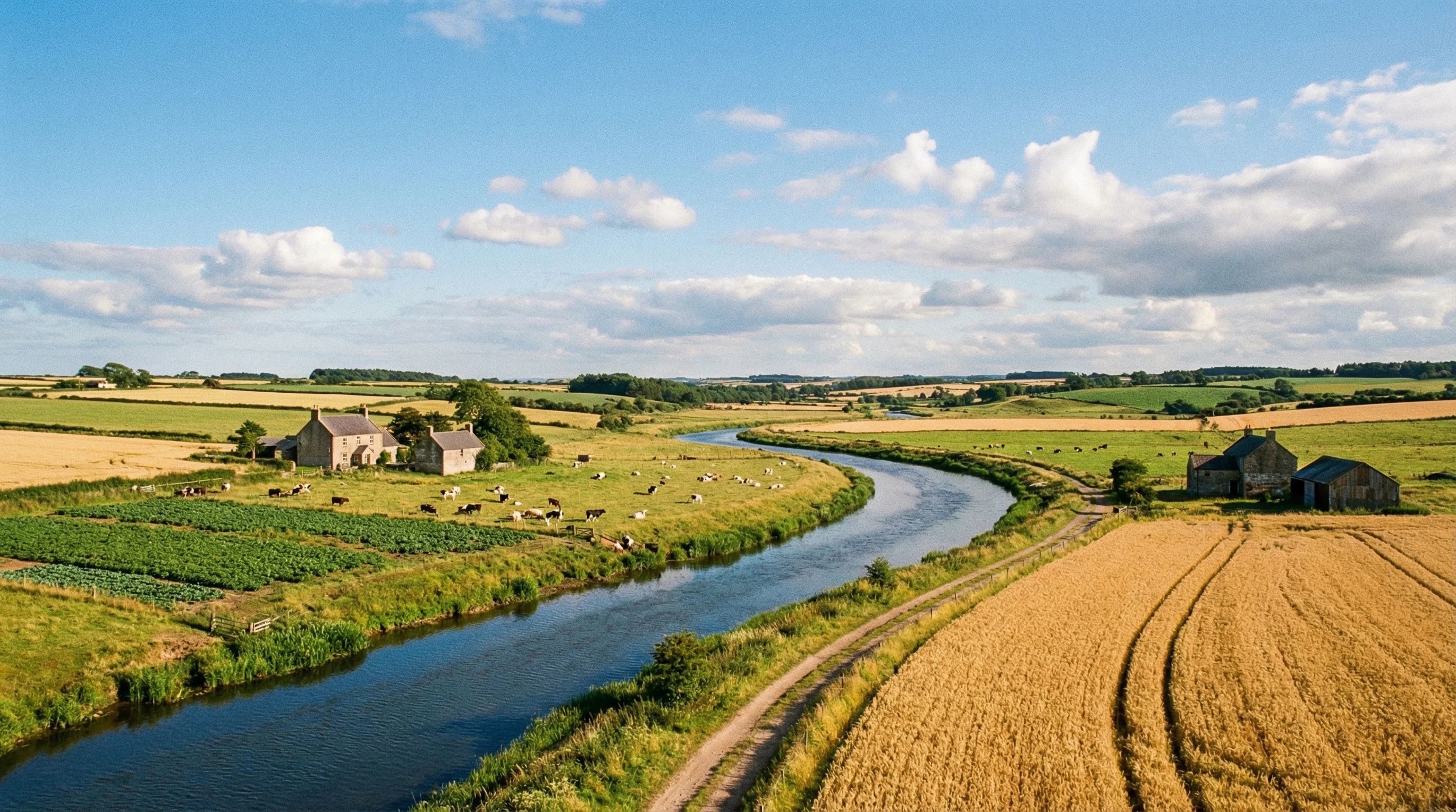 Fields and Mountain Range