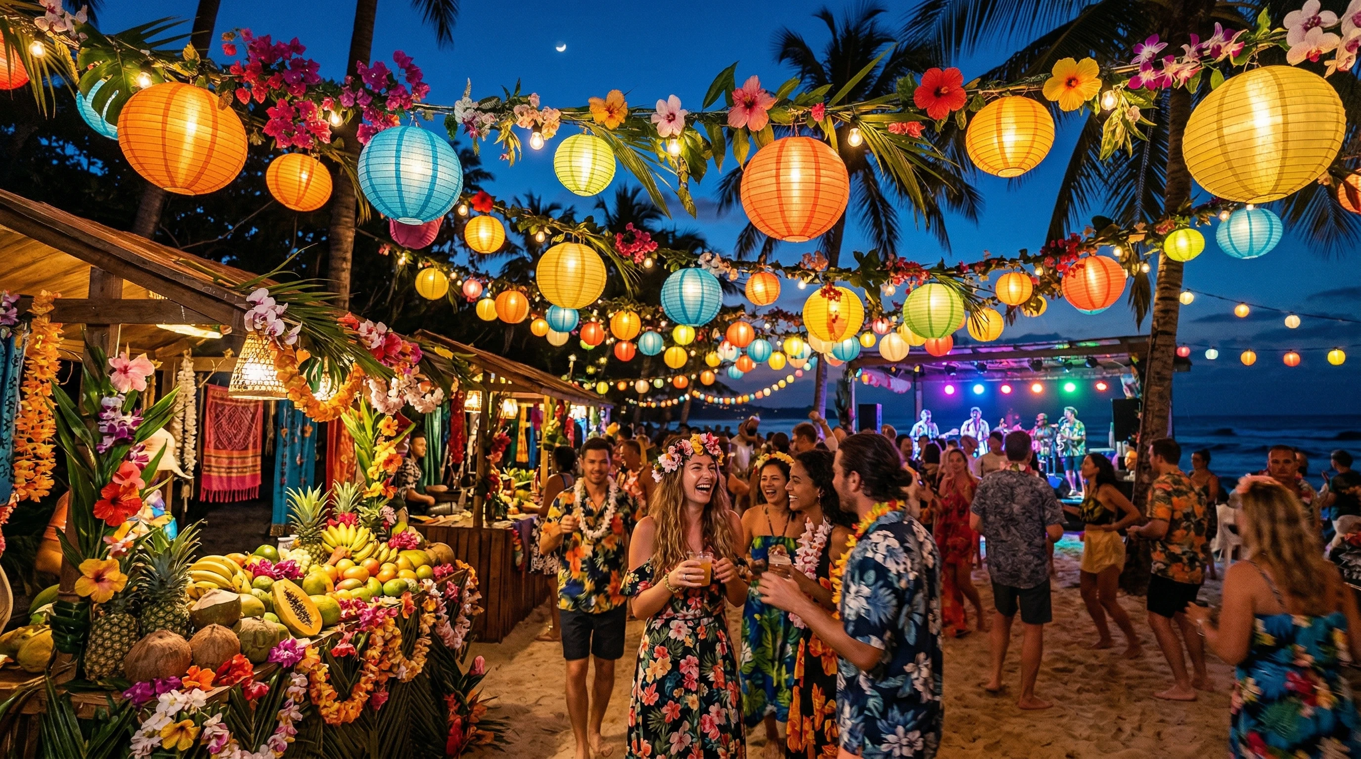 Island festival with decorations