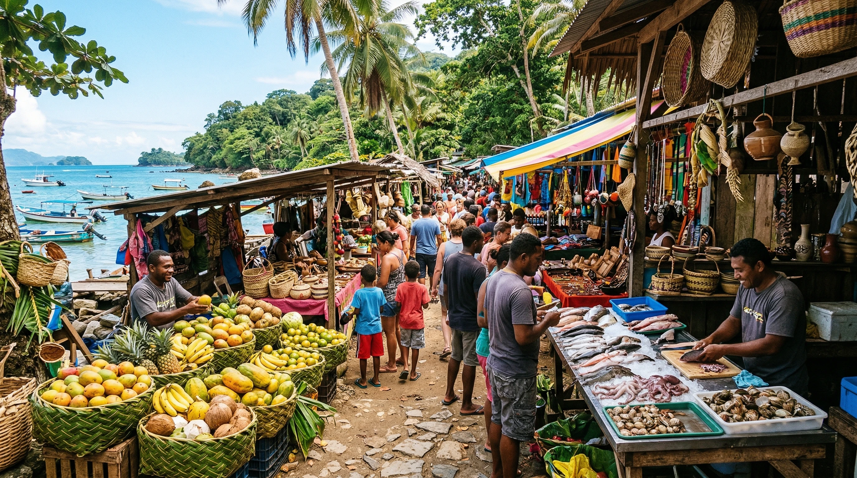 Island Dock and Boats at Sunset