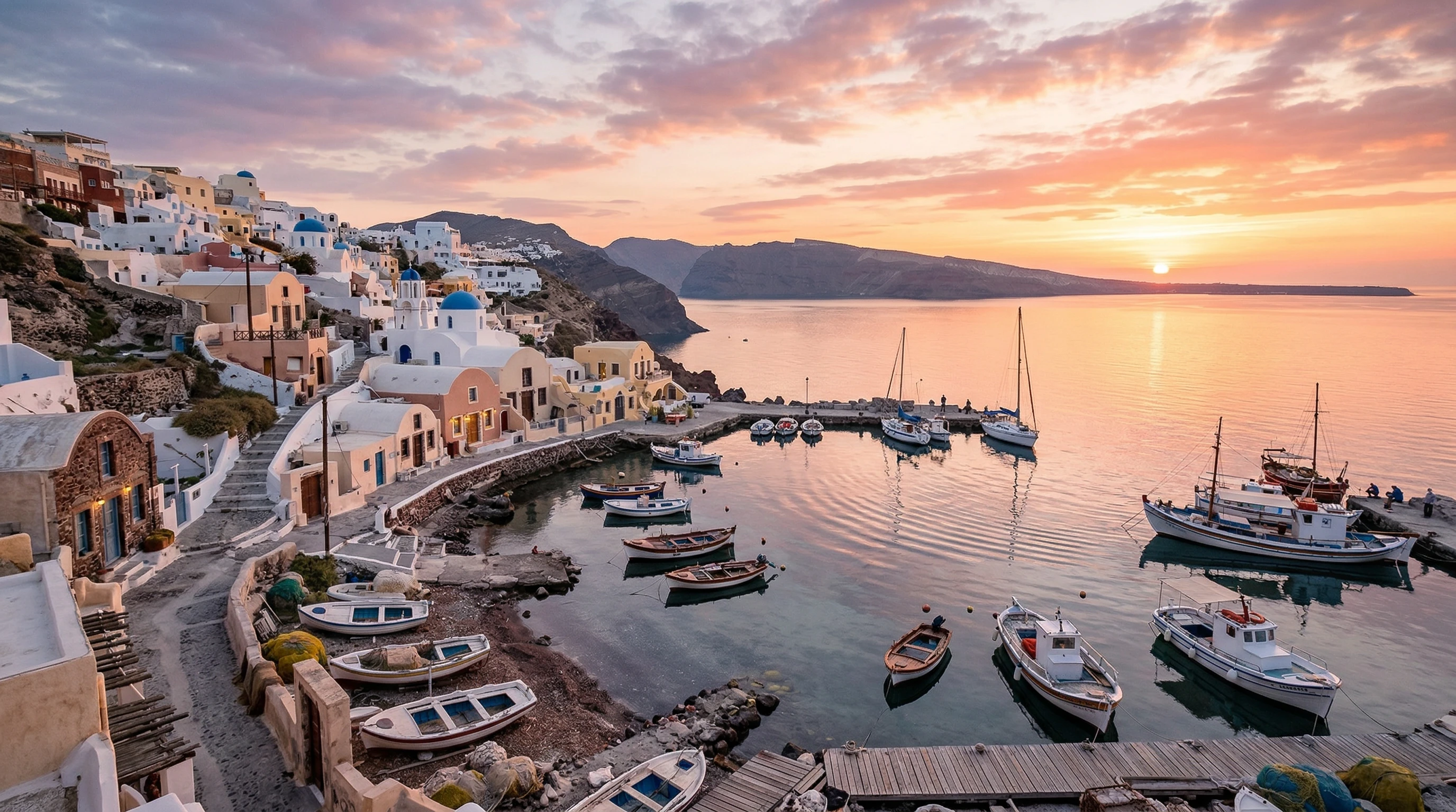 Seaside village sunrise