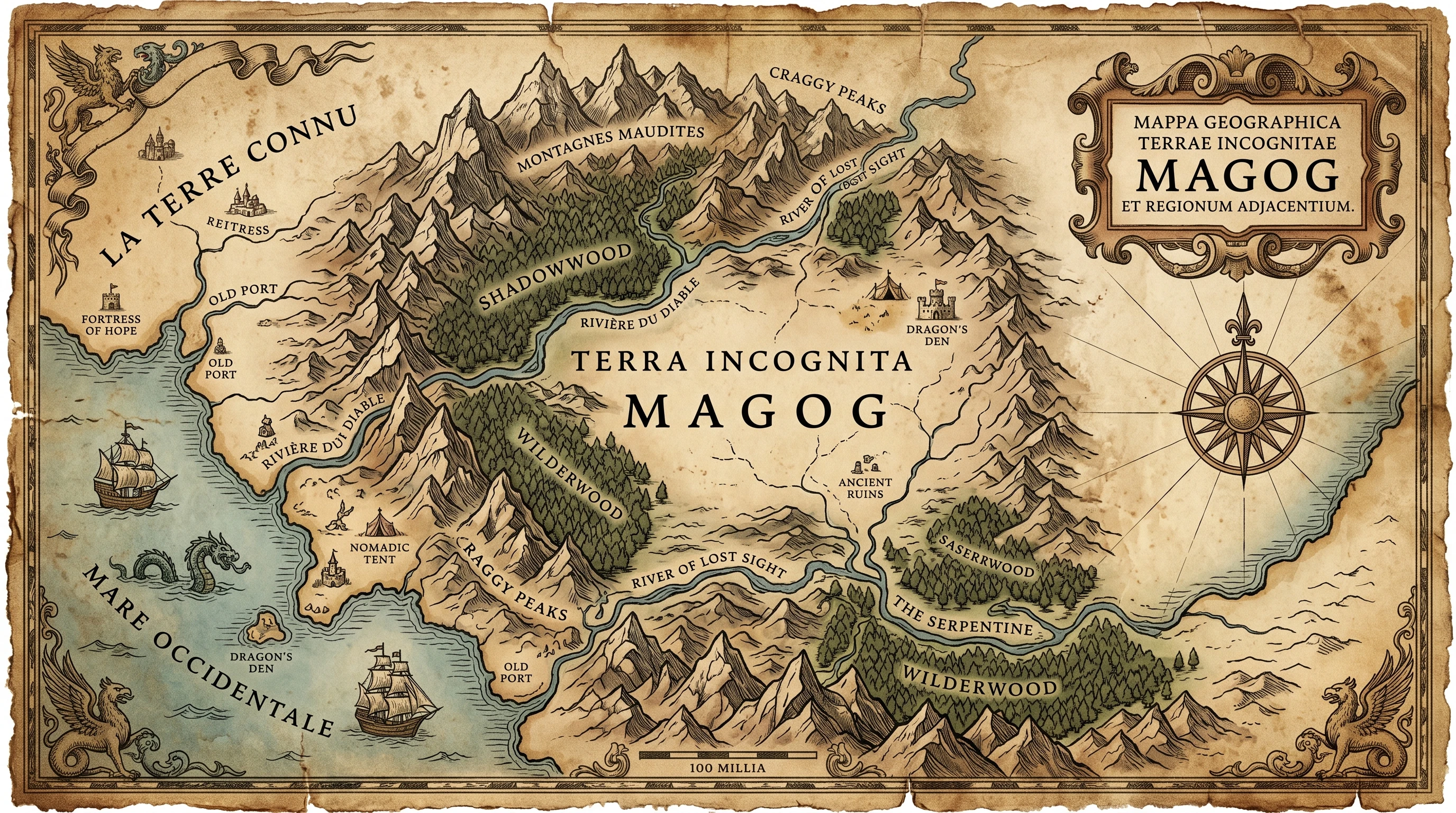 Depiction of Ancient Map Highlighting Magog's Location