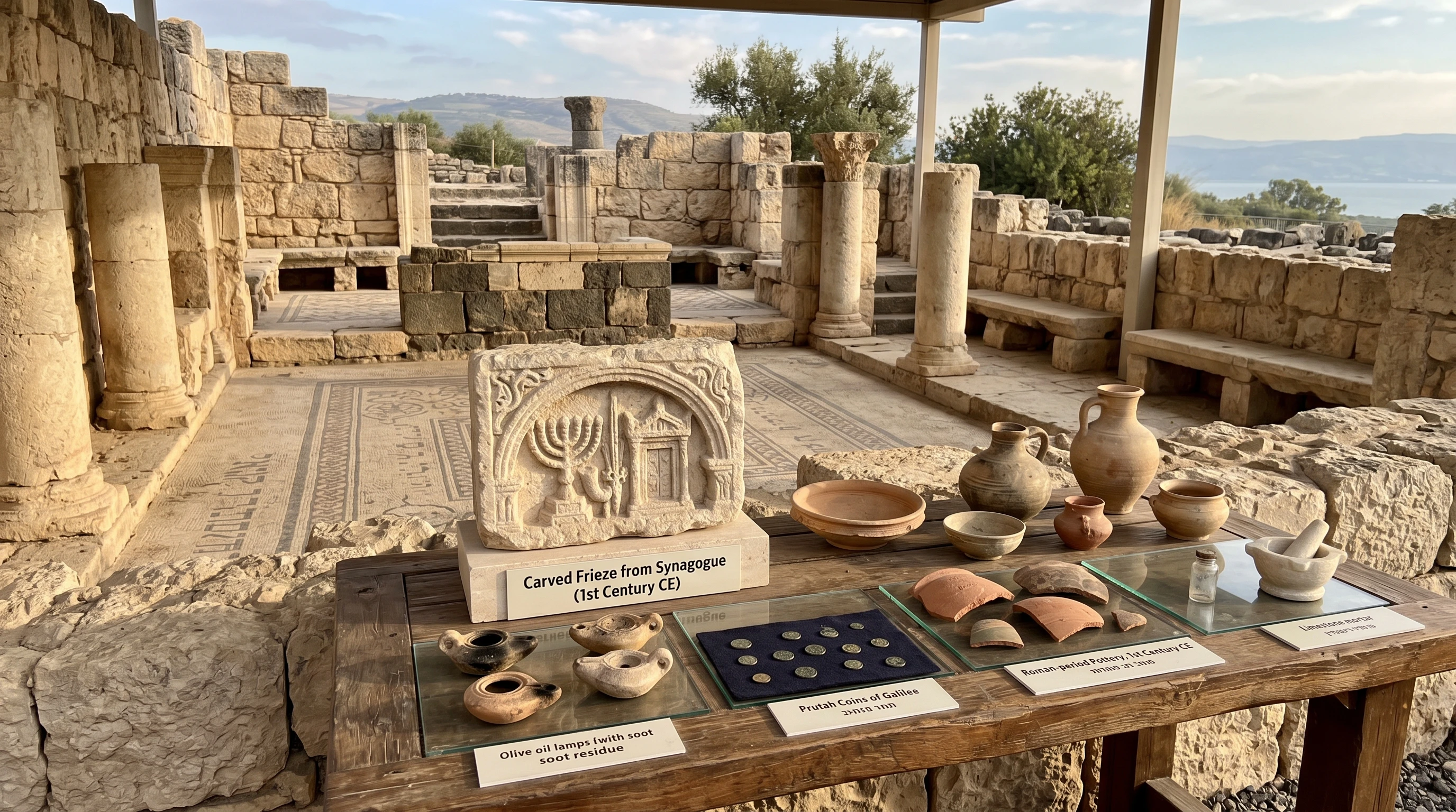 Ancient synagogue stonework in Galilee