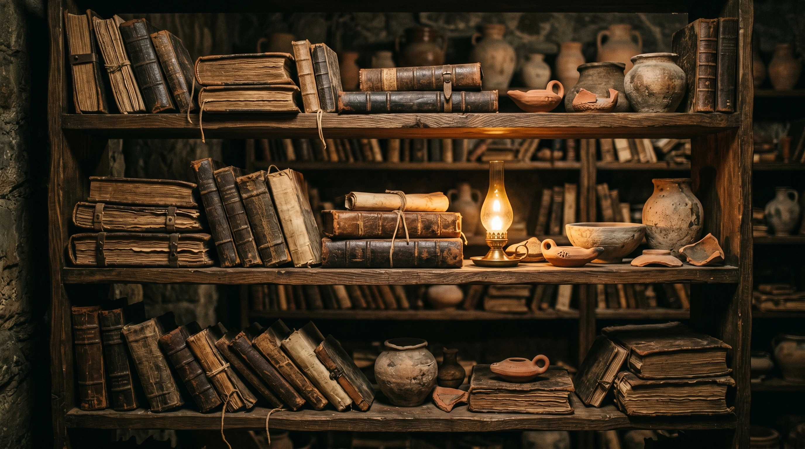 Ancient Scrolls with Candlelight
