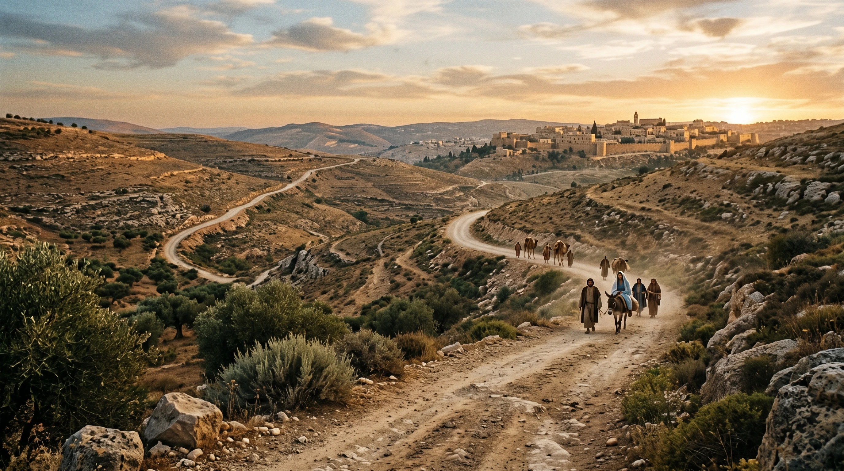 Ancient winding road through hills