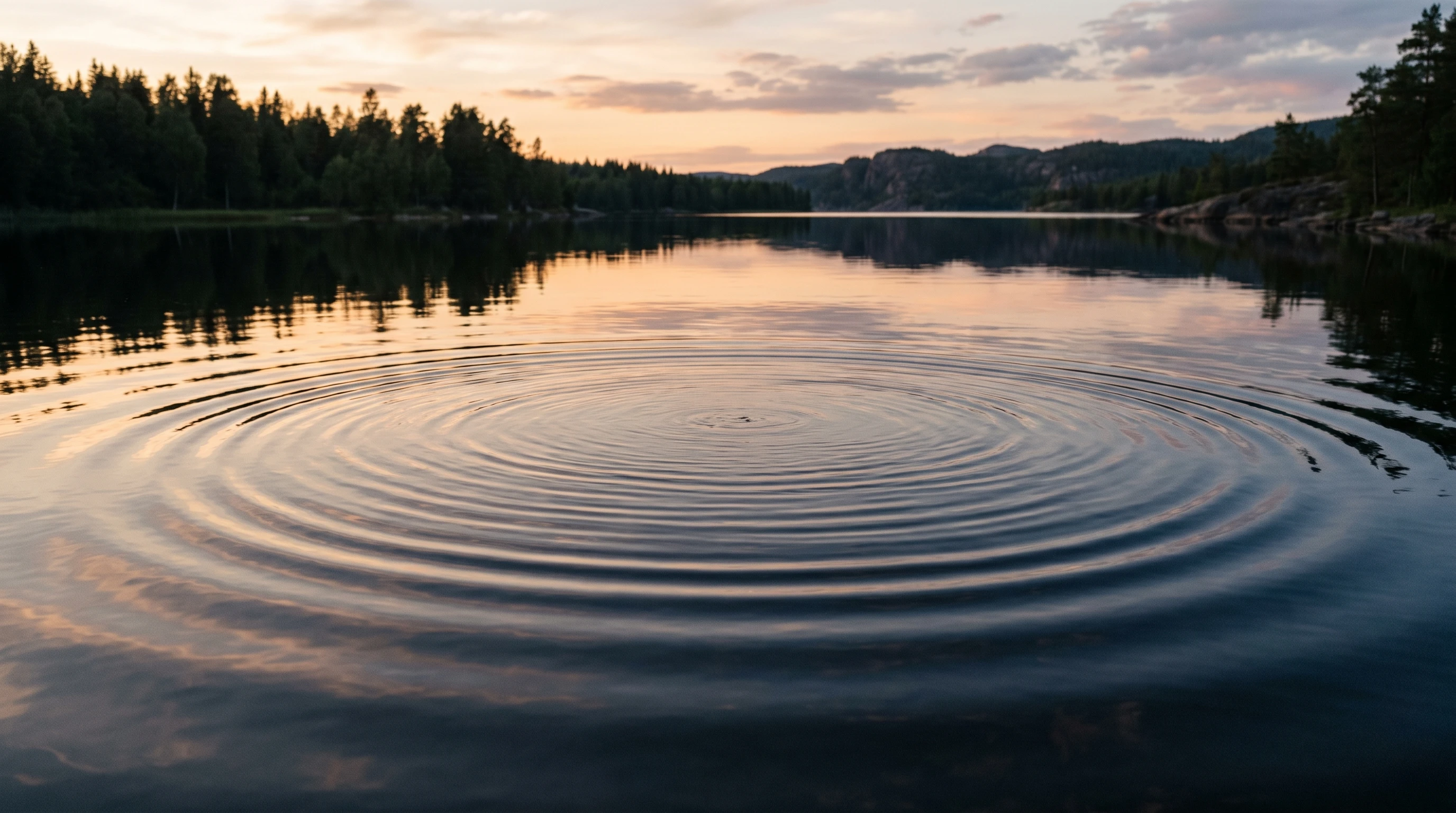 Tranquil water rippling, representing spiritual cleansing and renewal