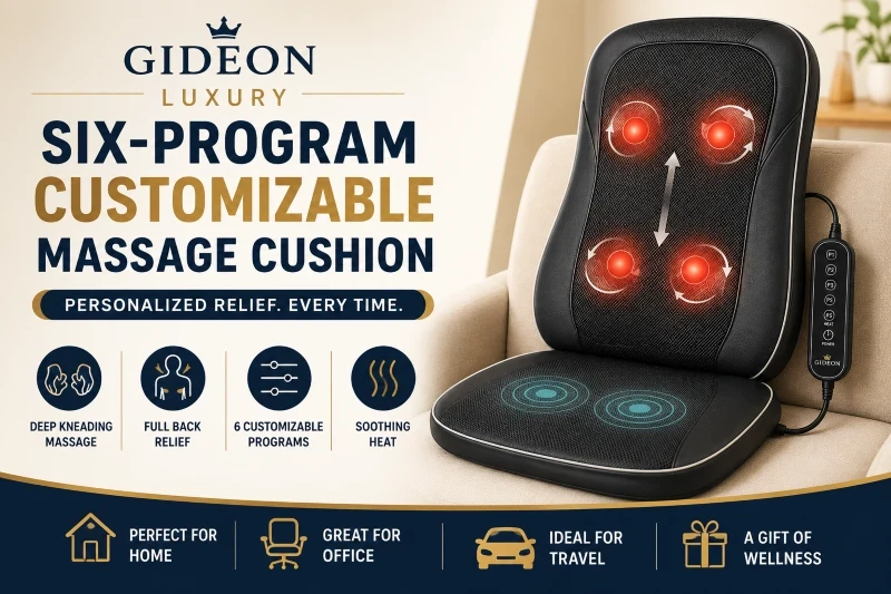 Gideon Luxury Six-Program Customizable Massage Cushion
