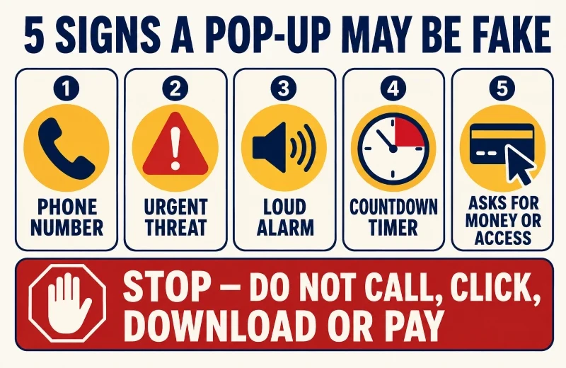 Signs a Pop-Up Warning Is Fake