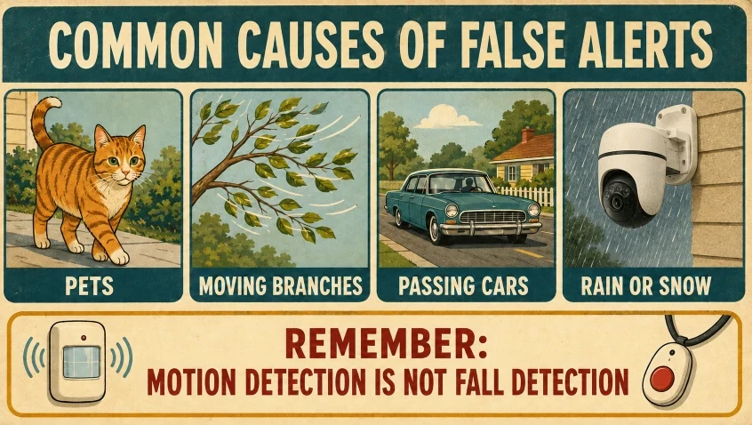 Motion detection limitations and false alerts 