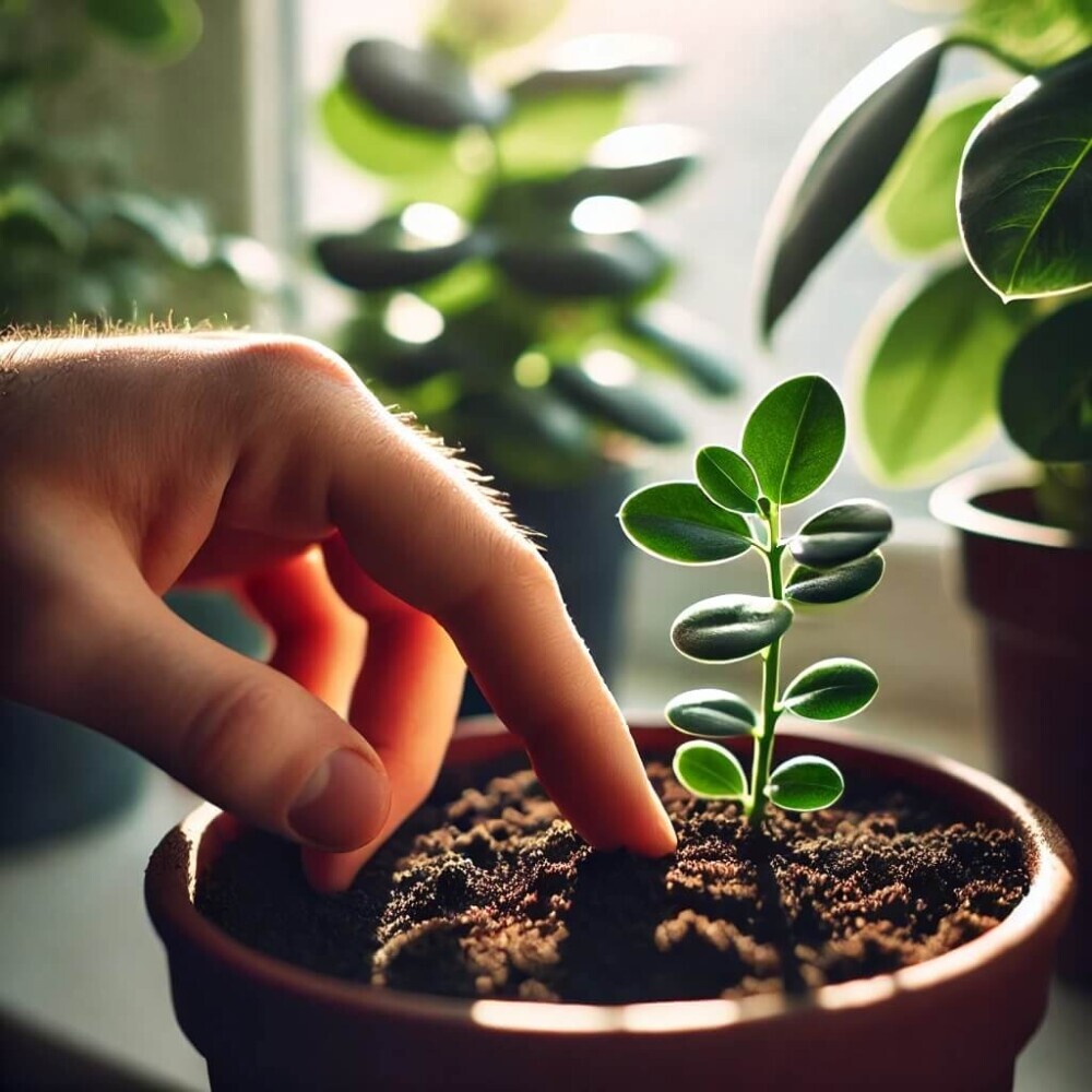 close up person checking soil