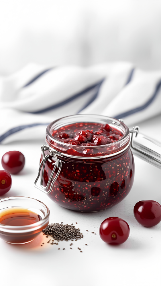 Cherry Chia Jam. No Pectin, No Cook, 3 Ingredients