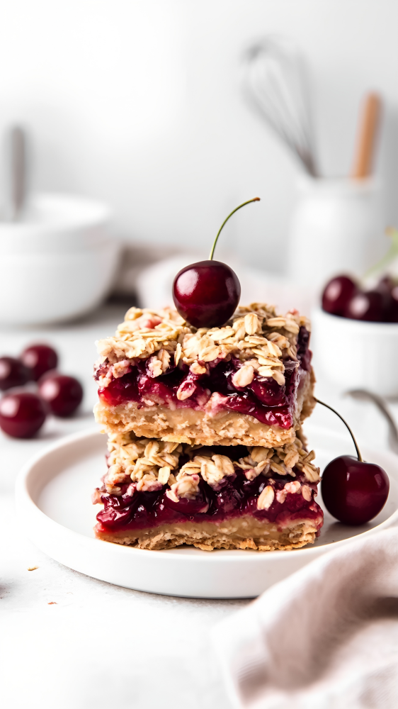 Cherry Crumble Bars. Easy Oatmeal Dessert Recipe