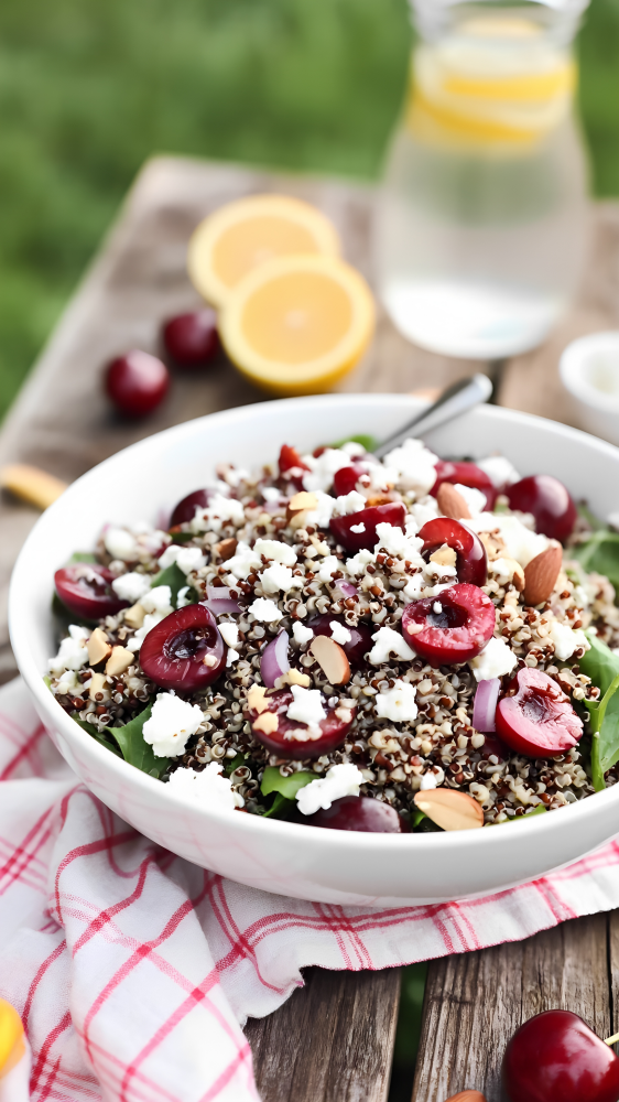 Cherry Quinoa Salad with Feta & Citrus Dressing