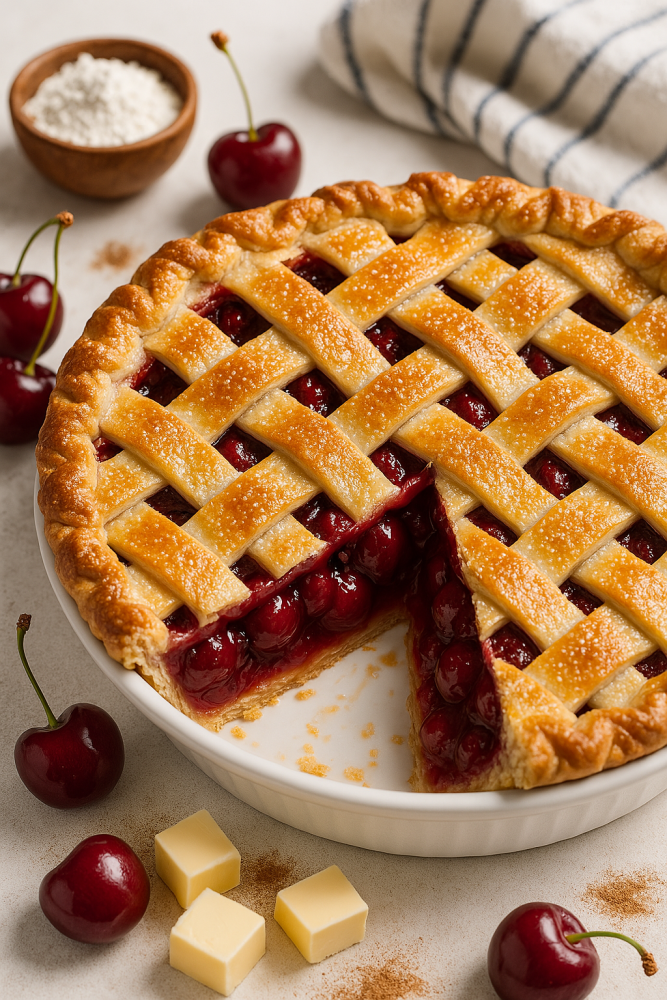 Homemade Classic Cherry Pie with Flaky Butter Crust