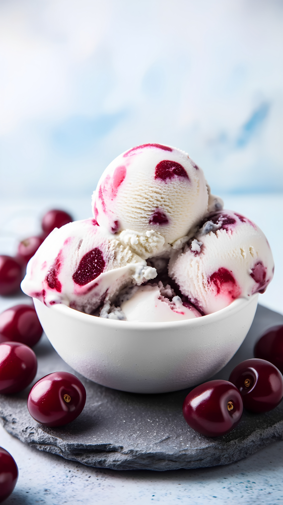 No-Churn Cherry Ice Cream. Creamy & Chunky Treat