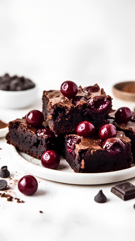Fudgy Dark Chocolate Cherry Brownies Recipe
